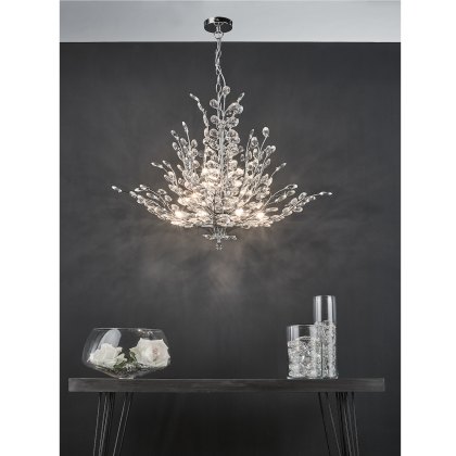 Dar - Cordelia 9 Light Pendant Polished Chrome Crystal