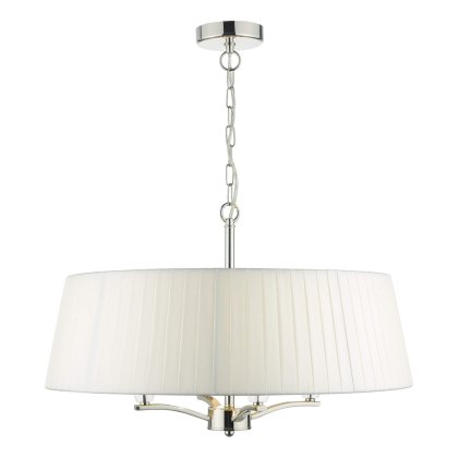 Dar - Cristin 4 Light Pendant Polished Nickel With Ivory Shade