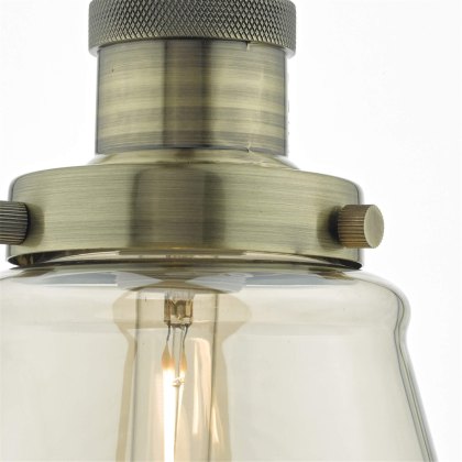 Dar - Curtis Pendant Antique Brass & Champagne Glass