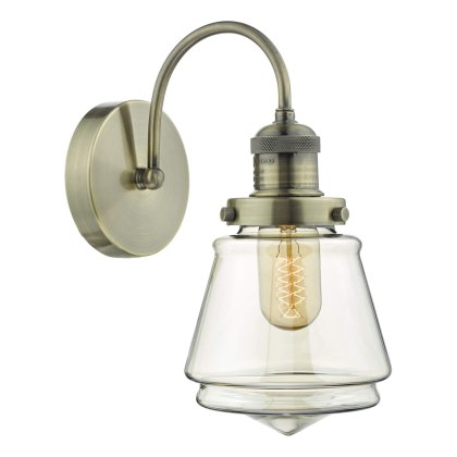 Dar - Curtis Wall Light Antique Brass & Champagne Glass