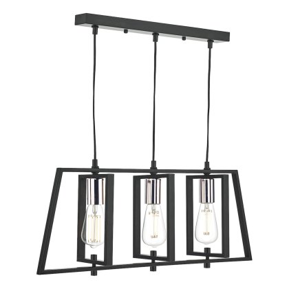 Dar - Dax 3 Light Bar Pendant Black & Polished Chrome Dar - Dax 3 Light Bar Pendant Black & Polished Chrome