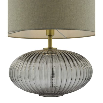Dar - Edmond Table Lamp Smoked Glass Antique Brass Detail With Shade