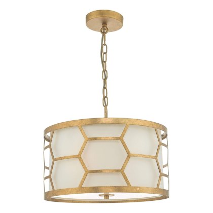 Dar - Epstein 3 Light Pendant Gold With Ivory Shade Dar - Epstein 3 Light Pendant Gold With Ivory Shade