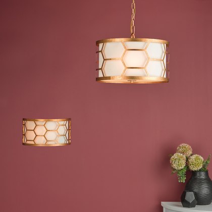 Dar - Epstein 3 Light Pendant Gold With Ivory Shade