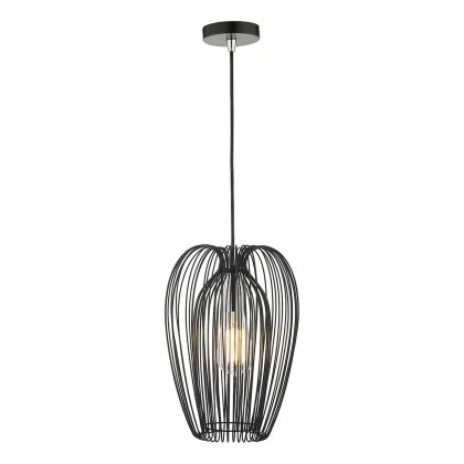 Dar - Ero 1 Light Single Pendant Black And Chrome