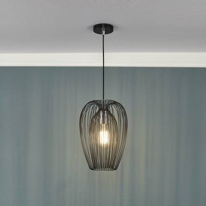 Dar - Ero 1 Light Single Pendant Black And Chrome