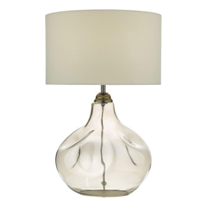 Dar - Esarosa Table Lamp Smoked Glass with White Linen Shade