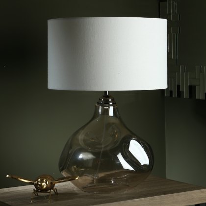 Dar - Esarosa Table Lamp Smoked Glass with White Linen Shade