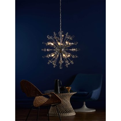 Dar - Exodus 8 Light Pendant Polished Chrome Crystal