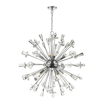 Dar - Exodus 8 Light Pendant Polished Chrome Crystal