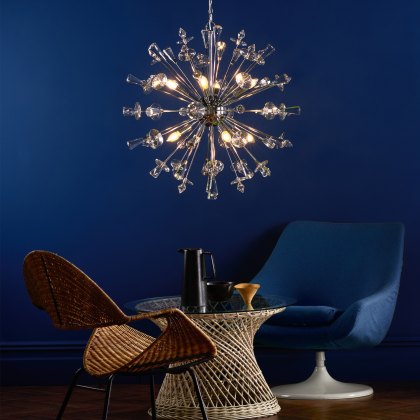 Dar - Exodus 8 Light Pendant Polished Chrome Crystal