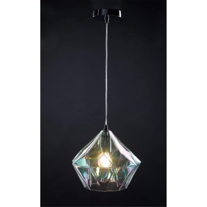 Dar - Gaia Iridised Glass Polished Chrome Pendant