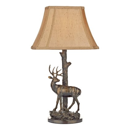 Dar - Gulliver Deer Table Lamp in Aged Brass With Shade
