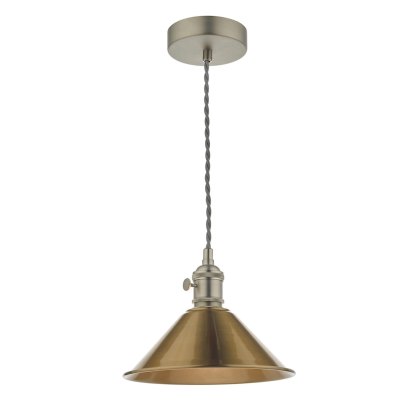 Dar - Hadano Pendant Antique Chrome With Aged Brass Shade