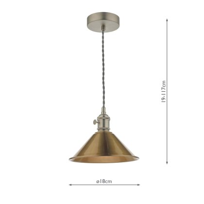 Dar - Hadano Pendant Antique Chrome With Aged Brass Shade