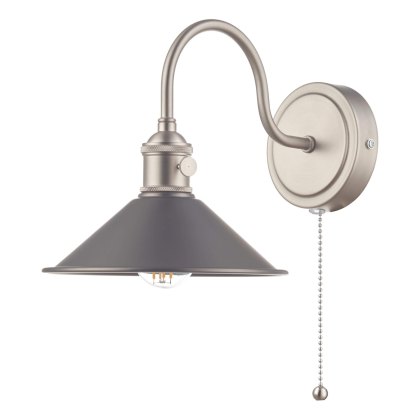 Dar - Hadano Wall Light Antique Chrome With Antique Pewter Shade