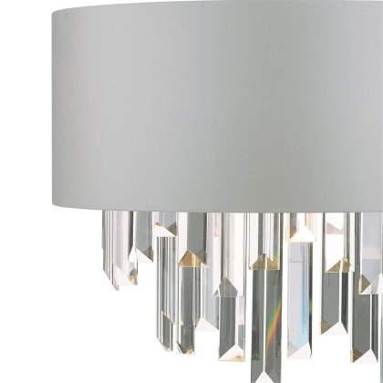 Dar - Halle 2 Light Wall Light Grey Shade Crystal