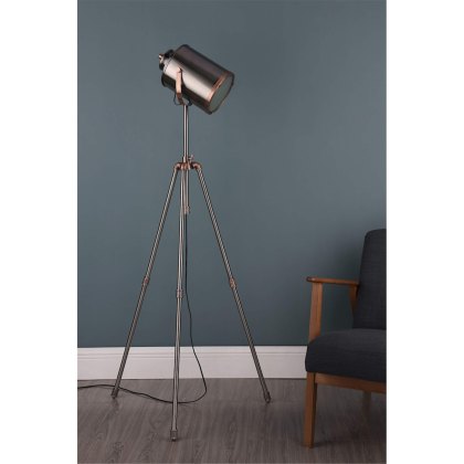 Dar - Jake Task Floor Lamp Antique Silver And Copper