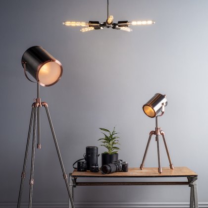 Dar - Jake Task Floor Lamp Antique Silver And Copper