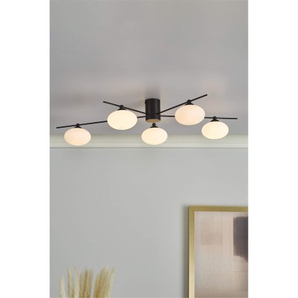 Dar - Jasper 5 Light Semi Flush Finished in Matt Black