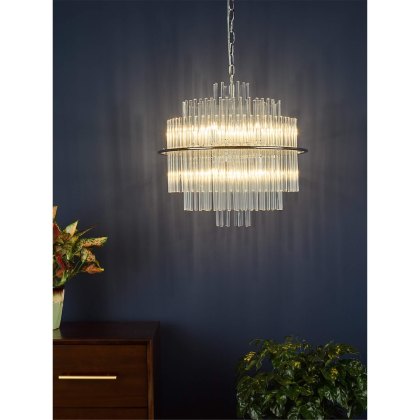 Dar - Lukas 13 Light Pendant Polished Chrome Glass