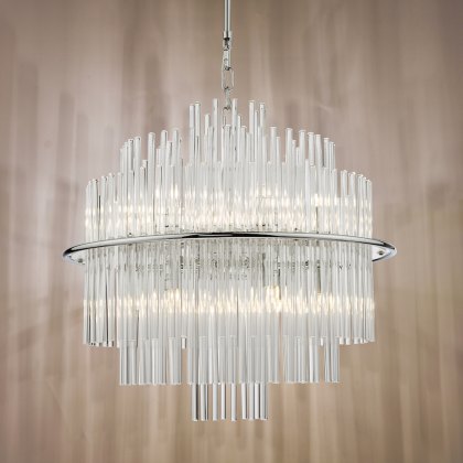 Dar - Lukas 13 Light Pendant Polished Chrome Glass