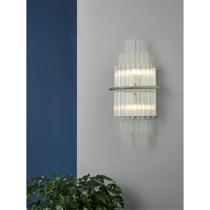 Dar - Lukas 2 Light Wall Light Polished Chrome Glass