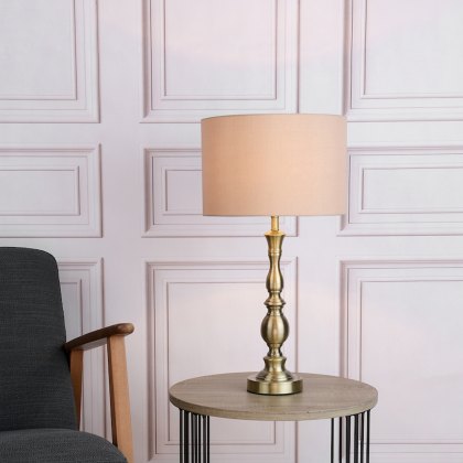 Dar - Madrid Table Lamp Antique Brass With Shade