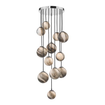 Dar - Mikara 12 Light Cluster Pendant Polished Chrome Glass 1.5M