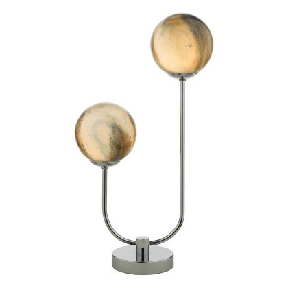 Dar - Mikara 2 Light Table Lamp Polished Chrome Planet Glass