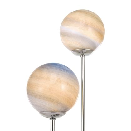 Dar - Mikara 2 Light Table Lamp Polished Chrome Planet Glass