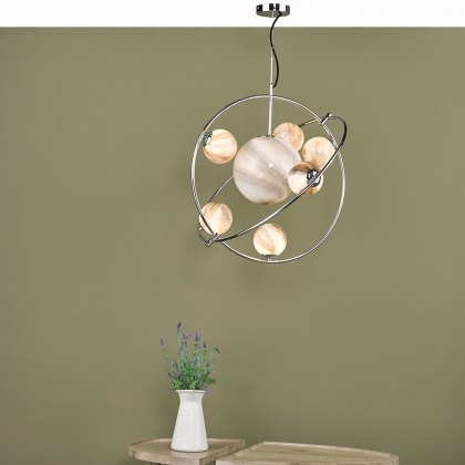 Dar - Mikara 7 Light Pendant Polished Chrome Glass