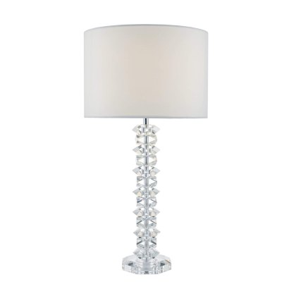 Dar - Mina Table Lamp Polished Chrome Crystal With Shade Dar - Mina Table Lamp Polished Chrome Crystal With Shade