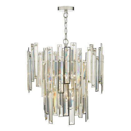 Dar - Odile 6 Light Pendant Champagne Crystal Polished Nickel Frame