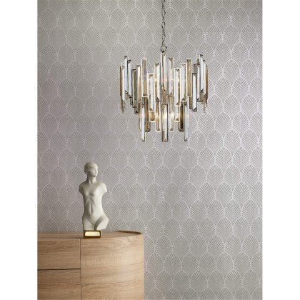 Dar - Odile 6 Light Pendant Champagne Crystal Polished Nickel Frame