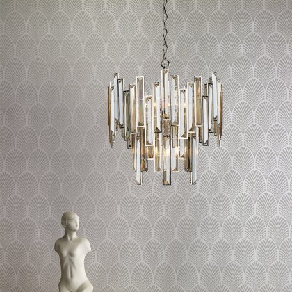 Dar - Odile 6 Light Pendant Champagne Crystal Polished Nickel Frame