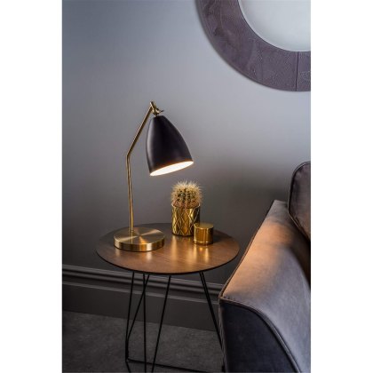 Dar - Olly Task Table Lamp Antique Brass Black