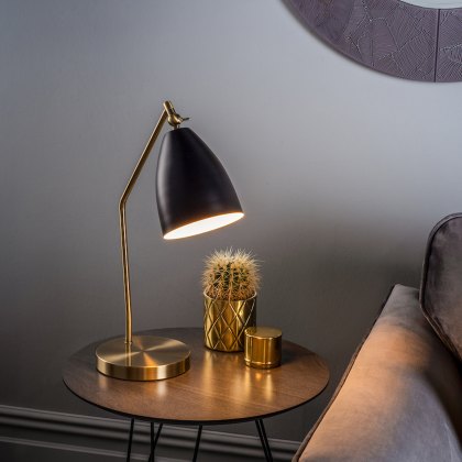 Dar - Olly Task Table Lamp Antique Brass Black