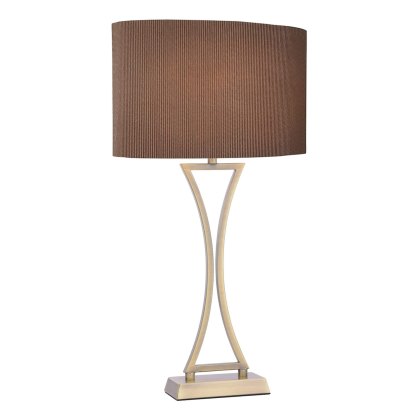 Dar - Oporto Wavy Table Lamp Antique Brass With Brown Shade