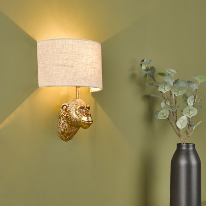 Dar - Raul Monkey Wall Light Gold With Shade