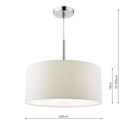 Dar - Ronda 3lt Pendant With White Shade And Diffuser 40cm