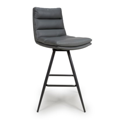 Nobo - Swivel Bar Chair (Grey Faux Leather)