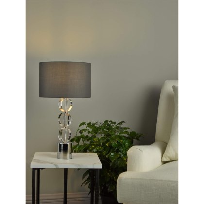 Dar - Tuke Touch Table Lamp Polished Chrome Crystal With Shade