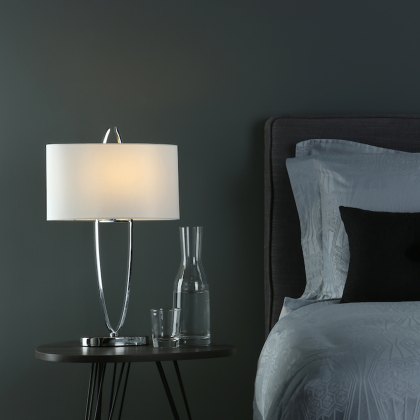Dar - Utara Table Lamp Polished Chrome With Shade
