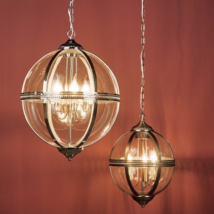 Dar - Vanessa 3 Light Pendant Antique Brass And Clear