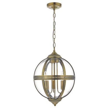 Dar - Vanessa 3 Light Pendant Antique Brass And Clear