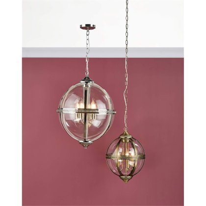 Dar - Vanessa 3 Light Pendant Antique Brass And Clear