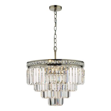 Dar - Vyana 4 Light Pendant Antique Brass Crystal