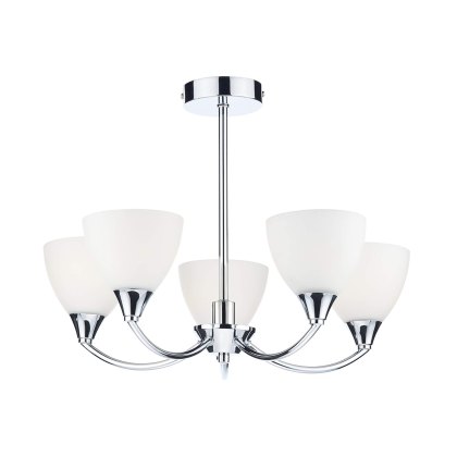 Dar - Watson 5 Light Semi Flush Polished Chrome