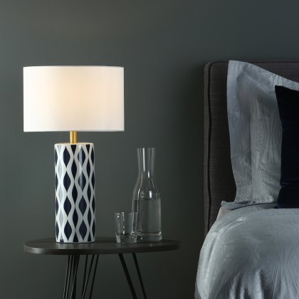Dar - Weylin Table Lamp Blue And White Ceramic With Shade